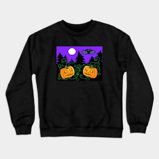 Scary halloween jack o lanterns scene Crewneck Sweatshirt